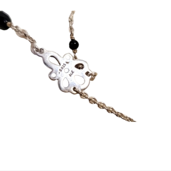 PANDORA Sincerity Sterling Silver Mother of Pearl Onyx Necklace - Picture 3 of 4